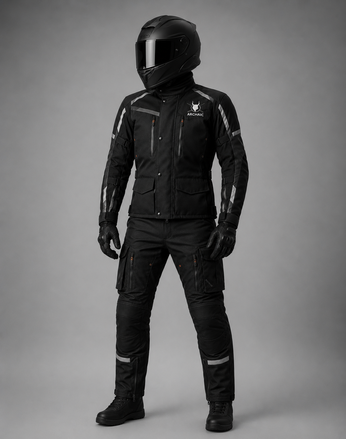 Archaic Storm Black CE Armoured Waterproof Motorcycle Touring Suit