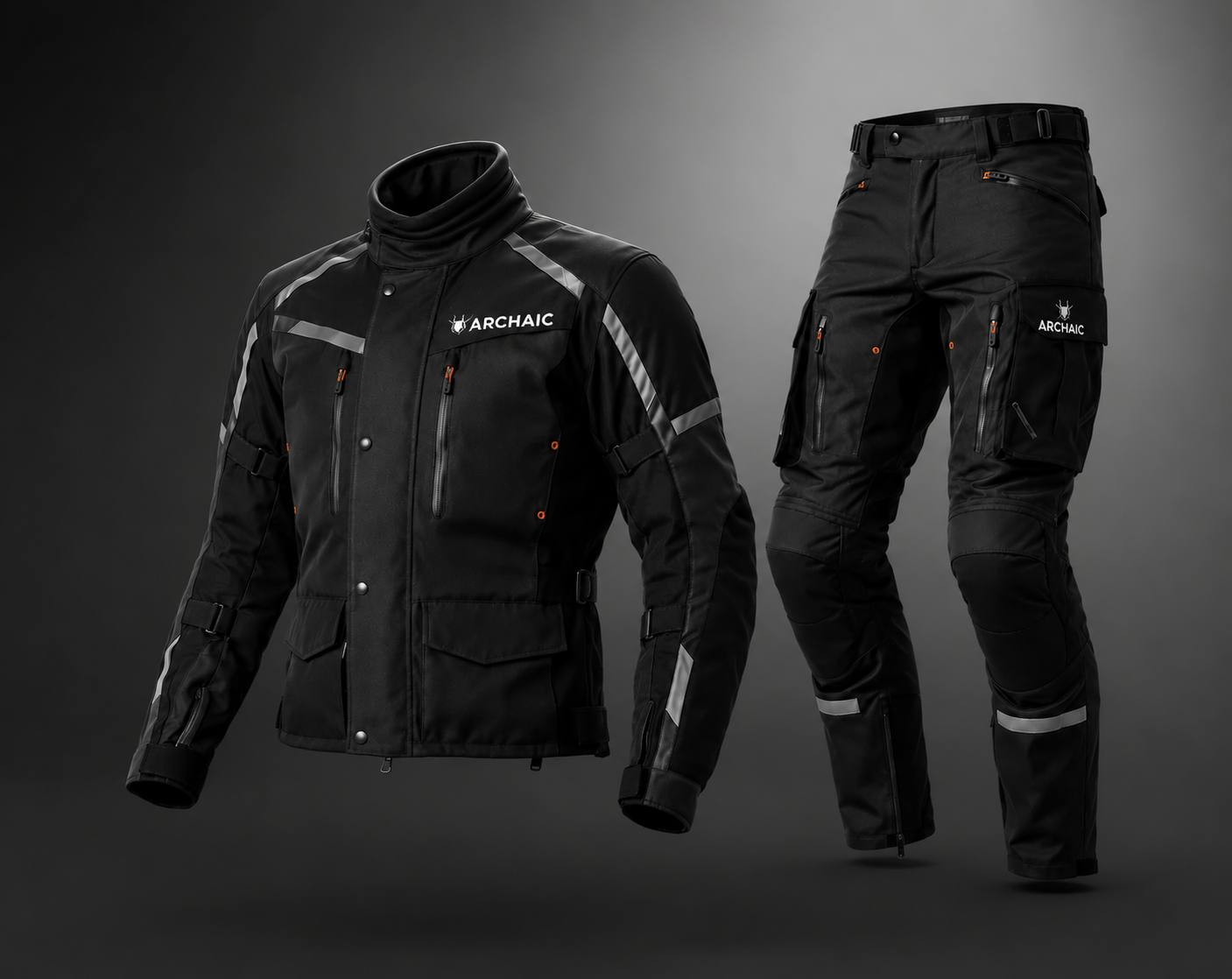 Archaic Storm Black CE Armoured Waterproof Motorcycle Touring Suit