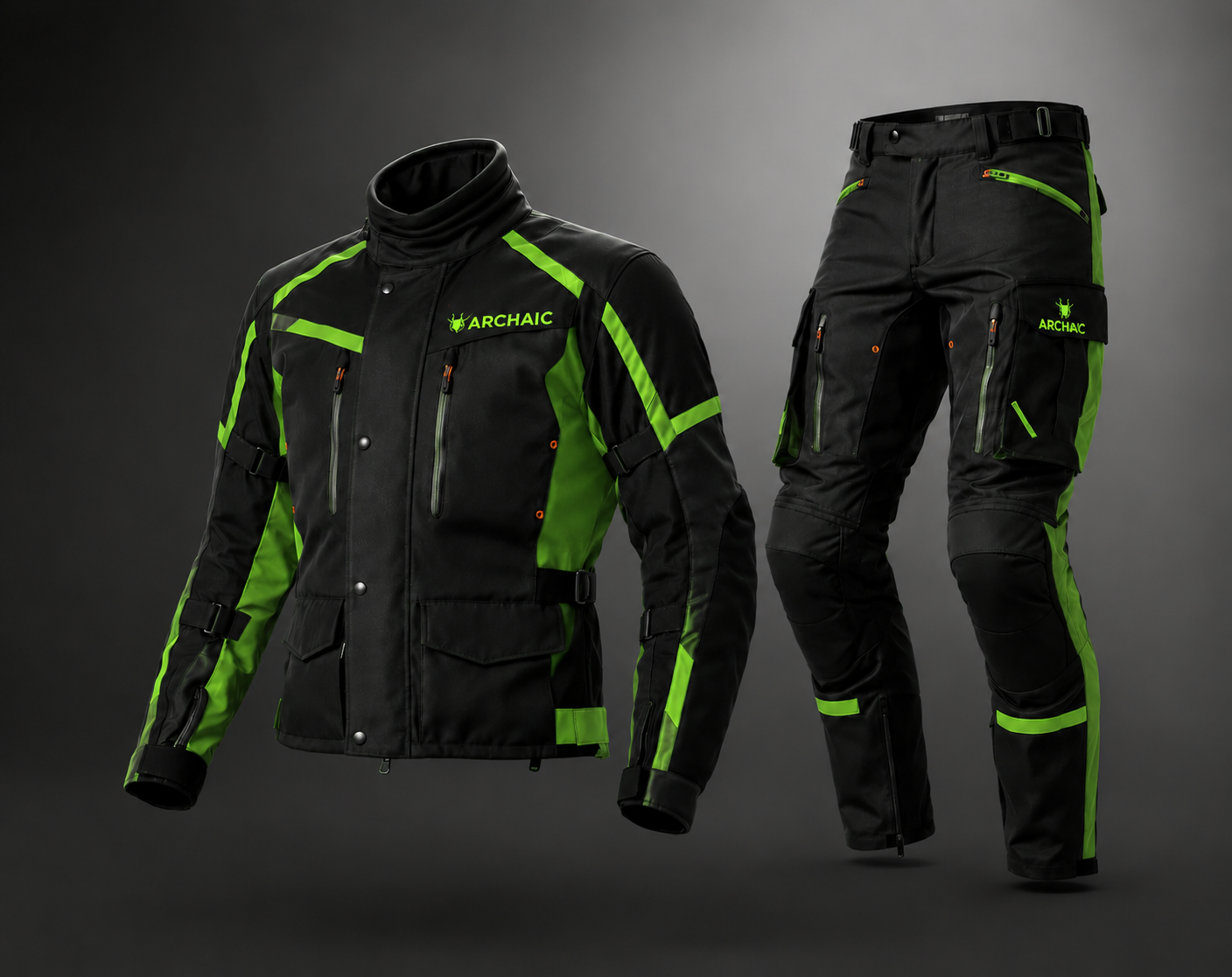 Archaic Storm Green CE Armoured Waterproof Motorcycle Touring Suit