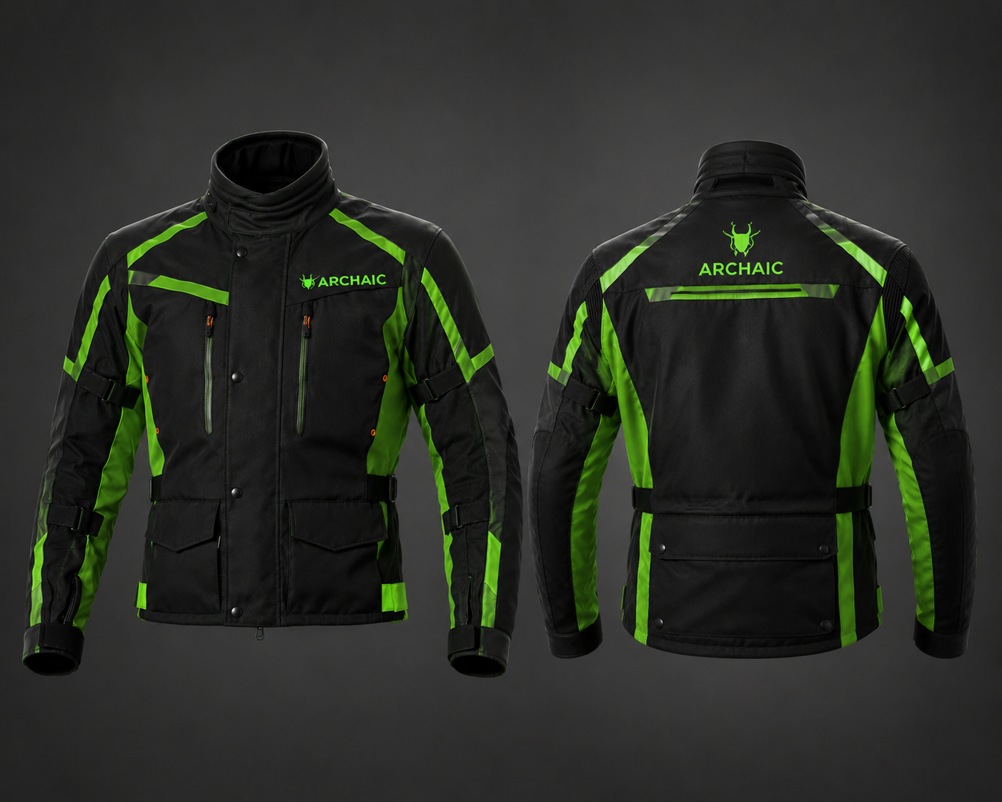 Archaic Storm Green CE Armoured Waterproof Motorcycle Touring Suit