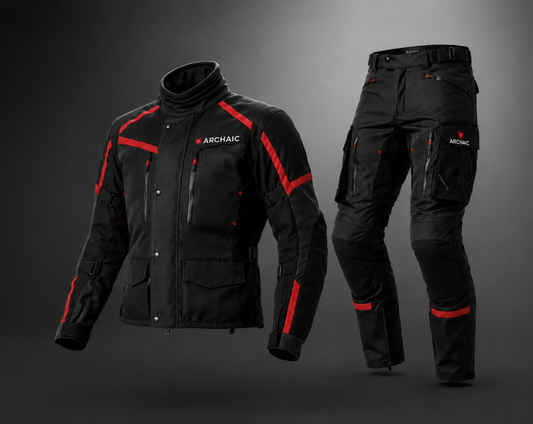 Archaic Storm Red CE Armoured Waterproof Motorcycle Touring Suit