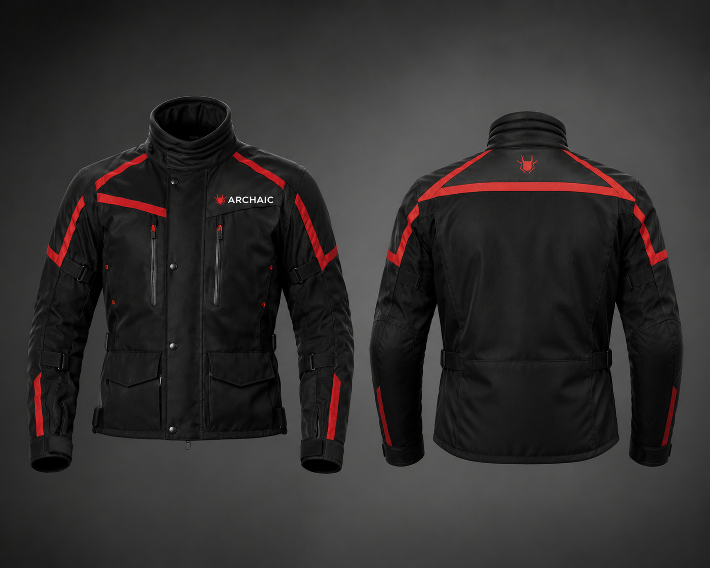 Archaic Storm Red CE Armoured Waterproof Motorcycle Touring Suit