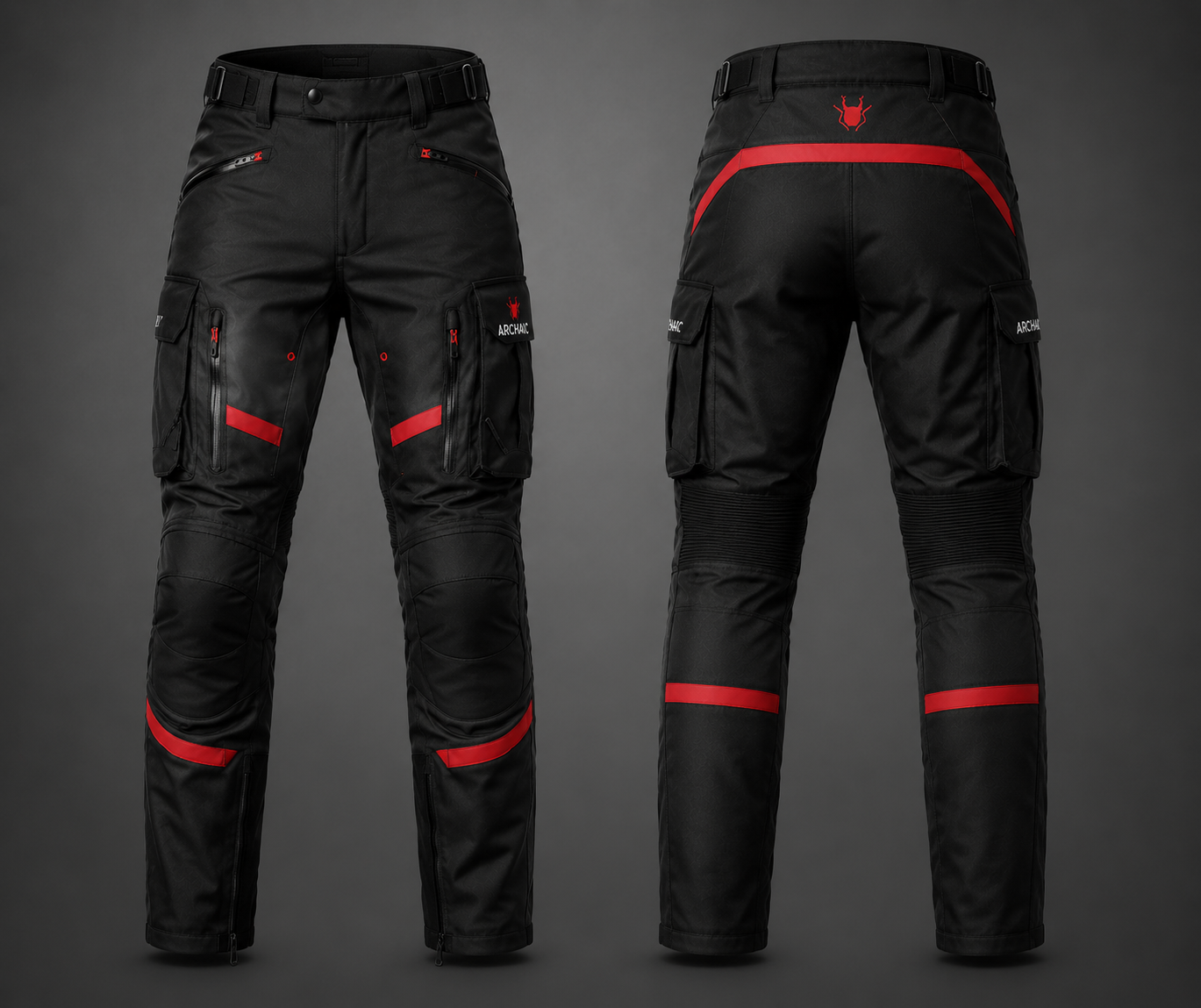 Archaic Storm Red CE Armoured Waterproof Motorcycle Touring Suit