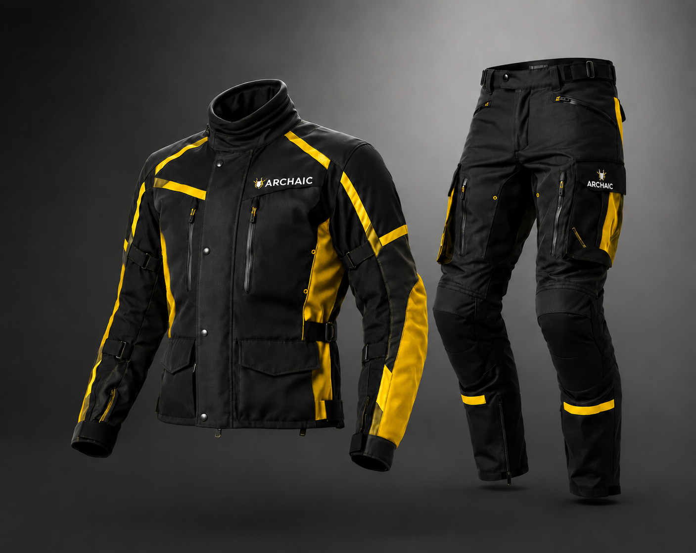 Archaic Storm Yellow CE Armoured Waterproof Motorcycle Touring Suit