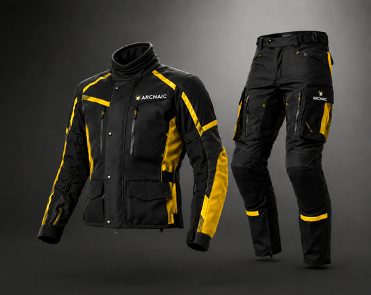 Archaic Storm Yellow CE Armoured Waterproof Motorcycle Touring Suit