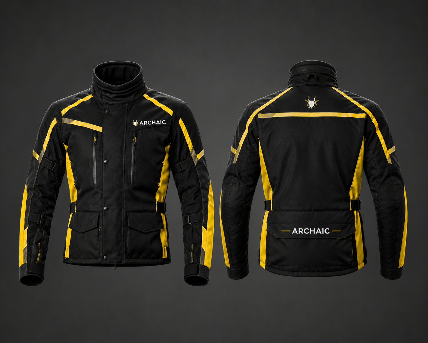 Archaic Storm Yellow CE Armoured Waterproof Motorcycle Touring Suit
