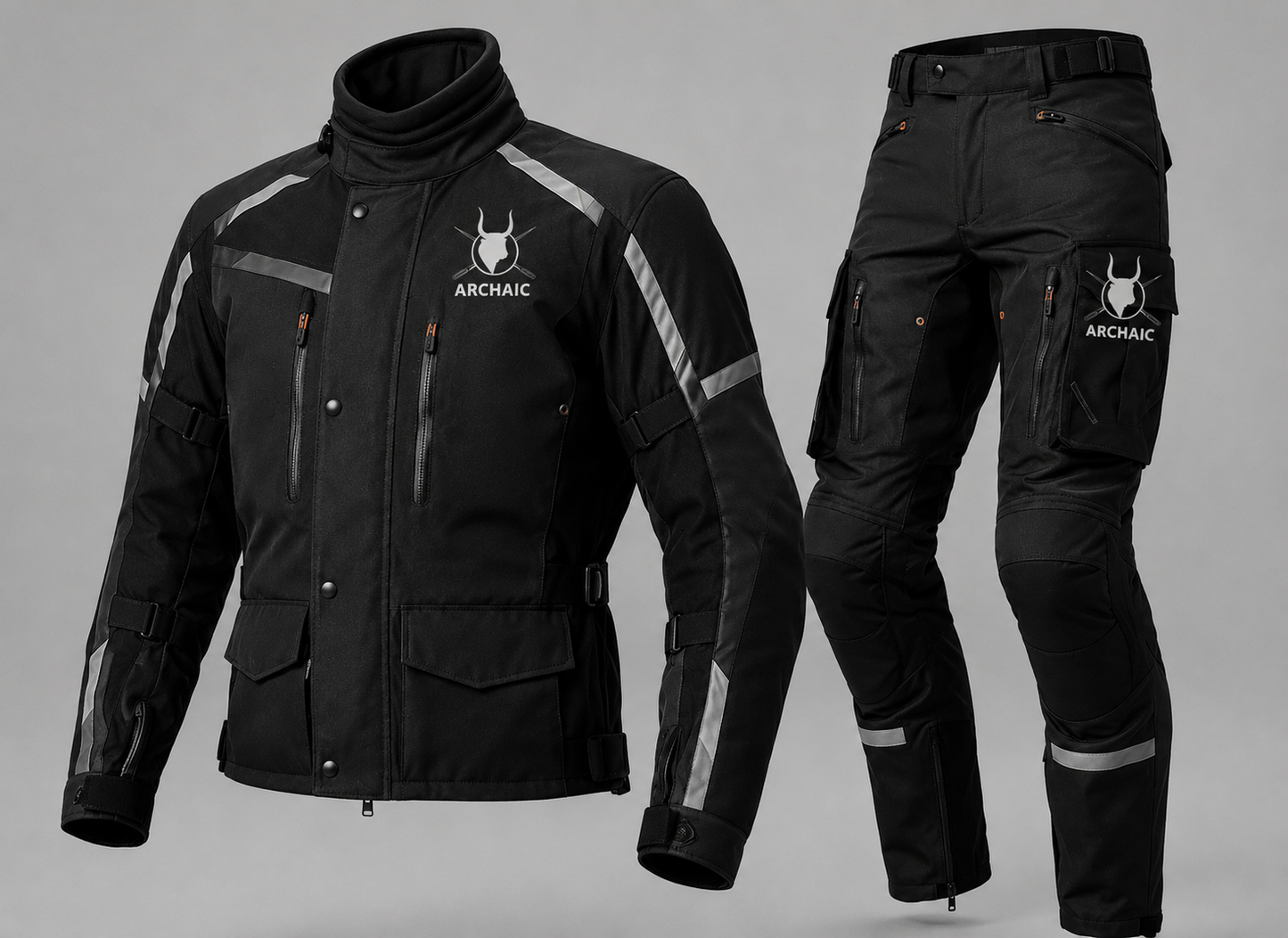 Archaic Storm Black CE Armoured Waterproof Motorcycle Touring Suit